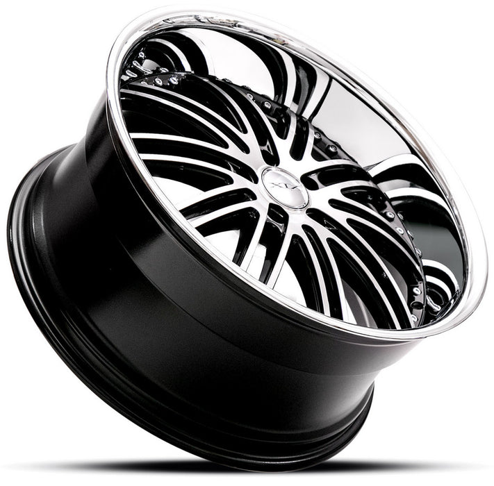 20" XIX x23 Wheels Gloss Black Machined / Stainless Steel Lip