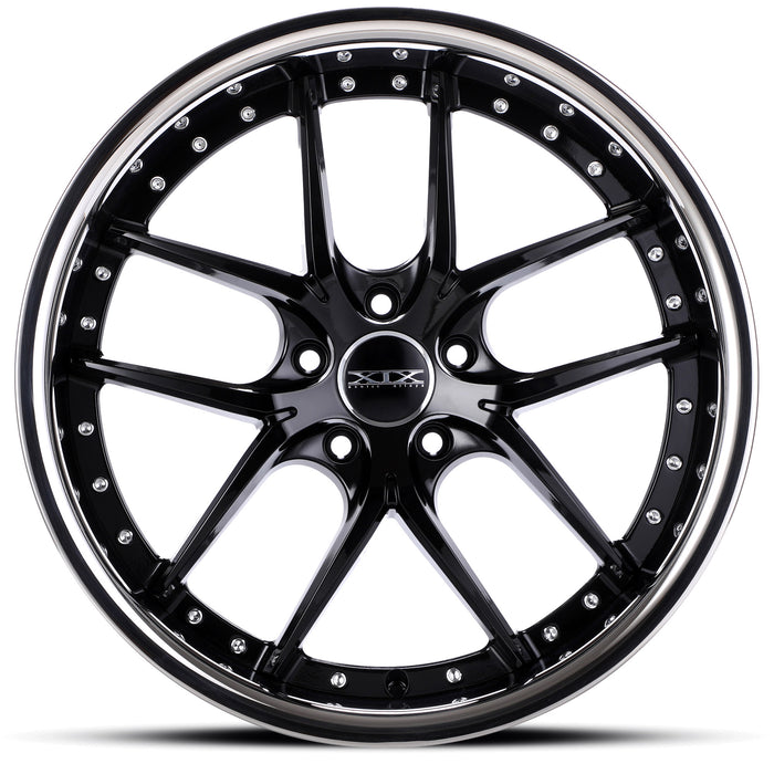 20" XIX x61 Wheels Black With Stainless Steel Chrome Lip