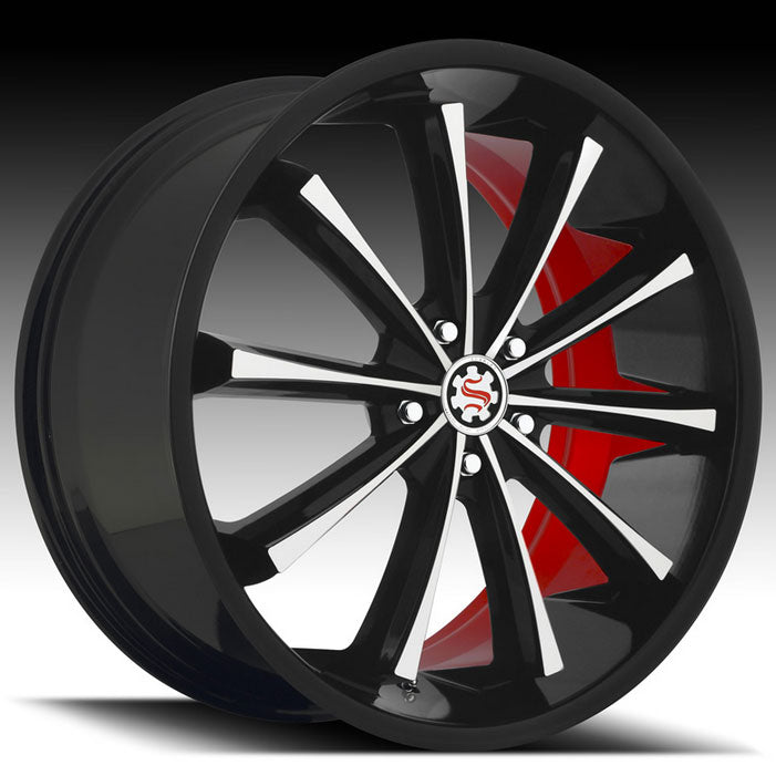 22" Scarlet SW3 Wheels Black Machined W/ Red Inner