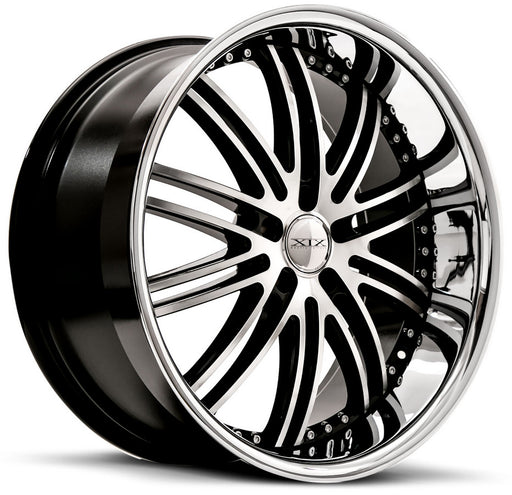 20" XIX x23 Wheels Gloss Black Machined / Stainless Steel Lip